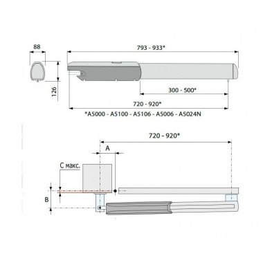 CAME ATI 5024N 001A5024N привод линейный для распашных ворот до 1000 кг