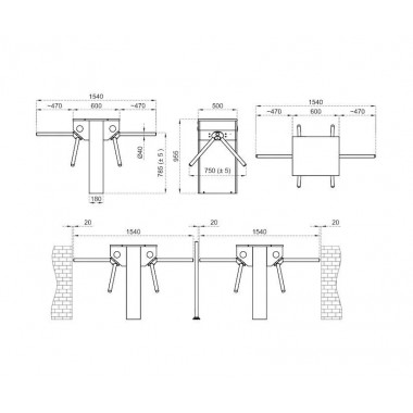 CAME STILE 500 001PSMM500ED-01 турникет-трипод моторизованный сдвоенный CAME STILE 500 001PSMM500ED-01 турникет-трипод моторизованный сдвоенный