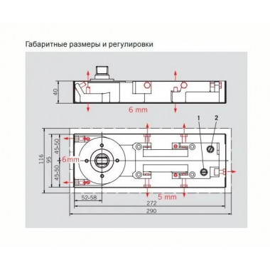 Dorma BTS60 EN 3 ФОП 90° 25160405 напольный доводчик до 80 кг