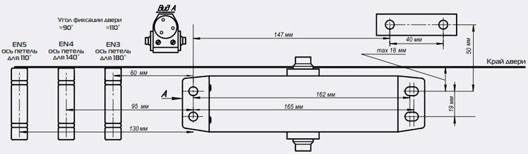 Шаблон для установки доводчика